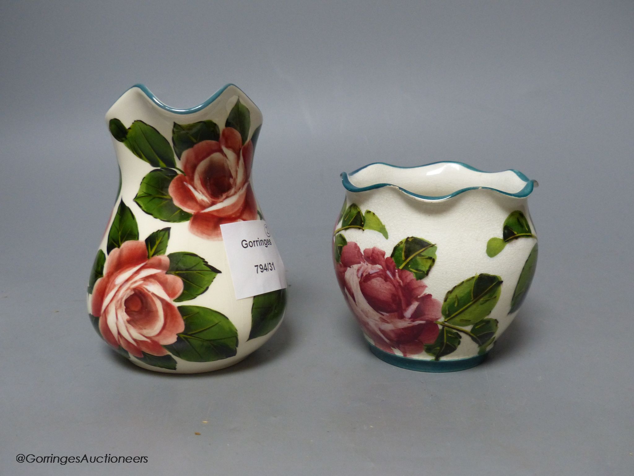 A small Wemyss rose painted jug and a Wemyss vase (2)